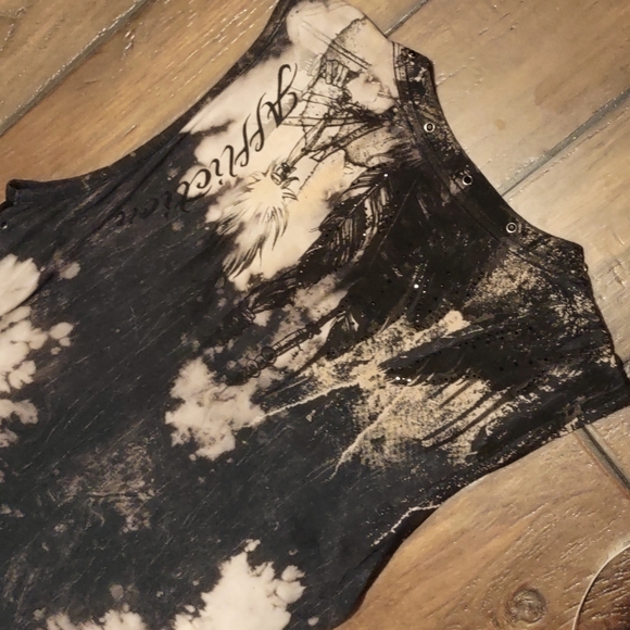 "Affliction" Sparkle With Mesh Sleeveless Top. Size M. - Picture 9 of 10